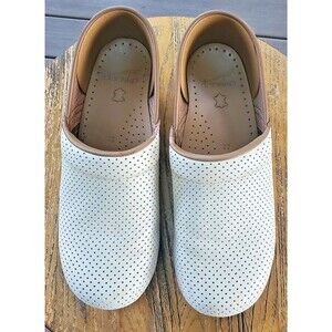 DANSKO Professional Clogs 8.5/9 Cream White Perforated Leather Nursing 39 Shoes